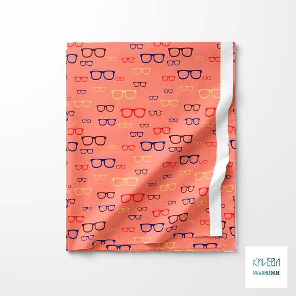 Yellow, blue, red and brown glasses fabric