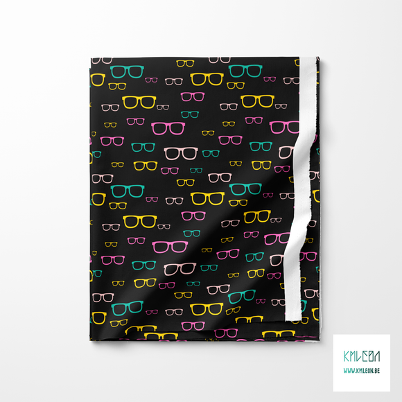 Green, yellow and pink glasses fabric