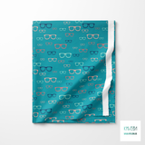 Mint green, pink and navy glasses fabric