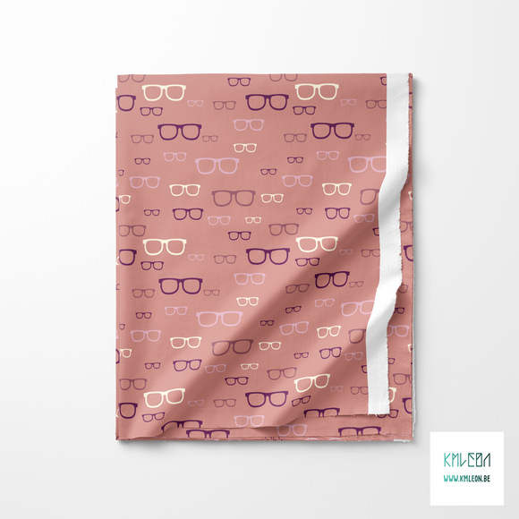 Purple, pink and cream glasses fabric
