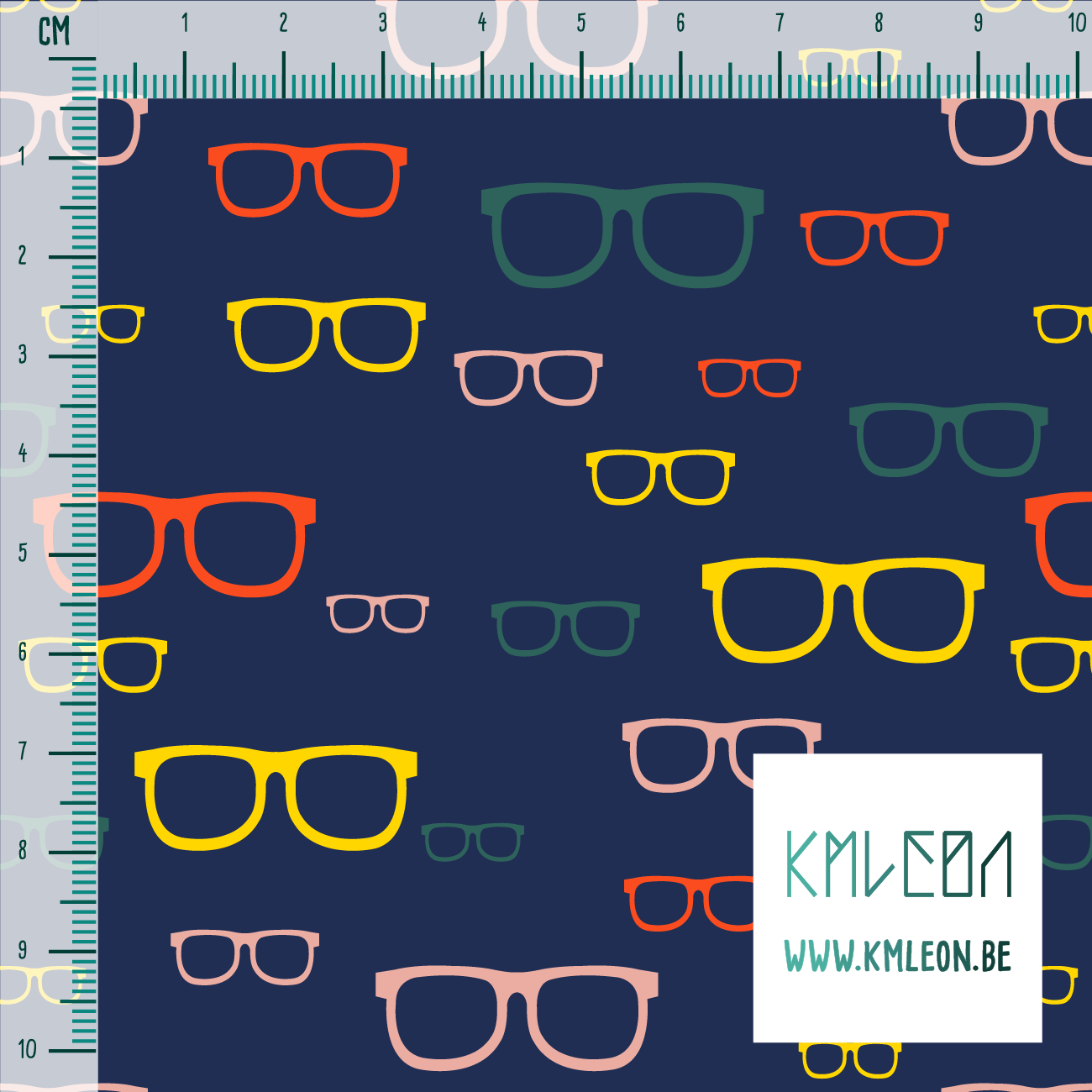 Yellow, green, orange and pink glasses fabric