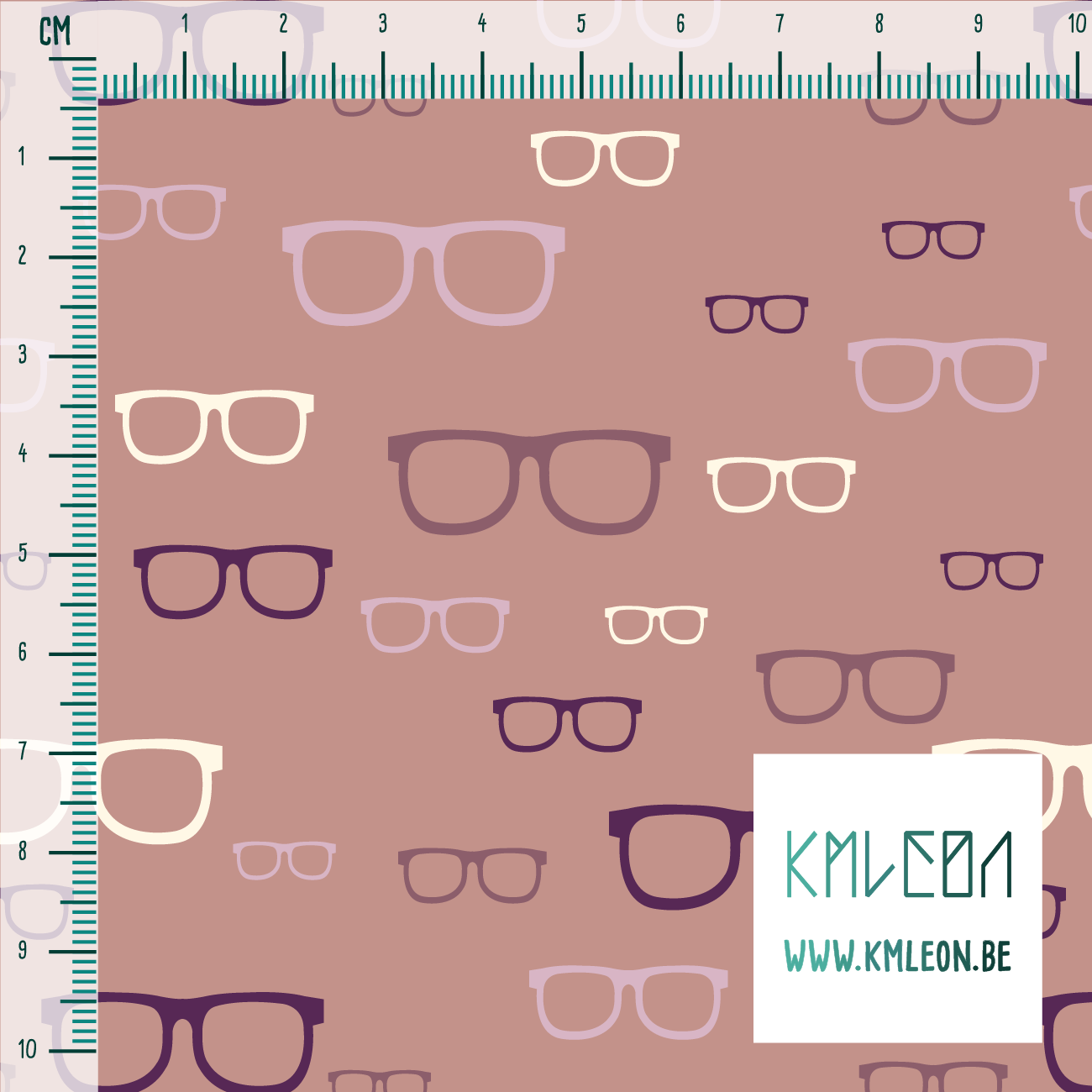 Purple, pink and cream glasses fabric