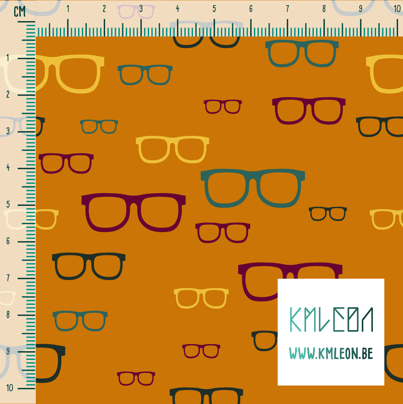 Green, yellow and purple glasses fabric