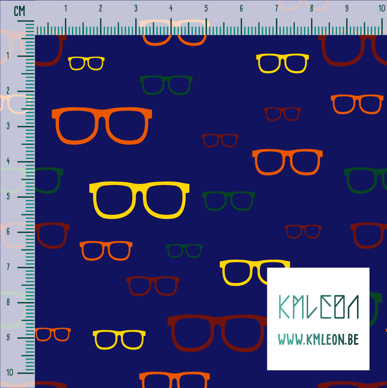 Yellow, red, green and orange glasses fabric