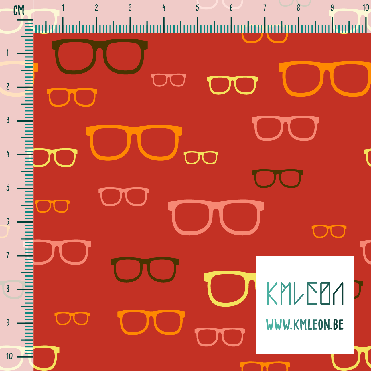 Pink, orange, yellow and brown glasses fabric