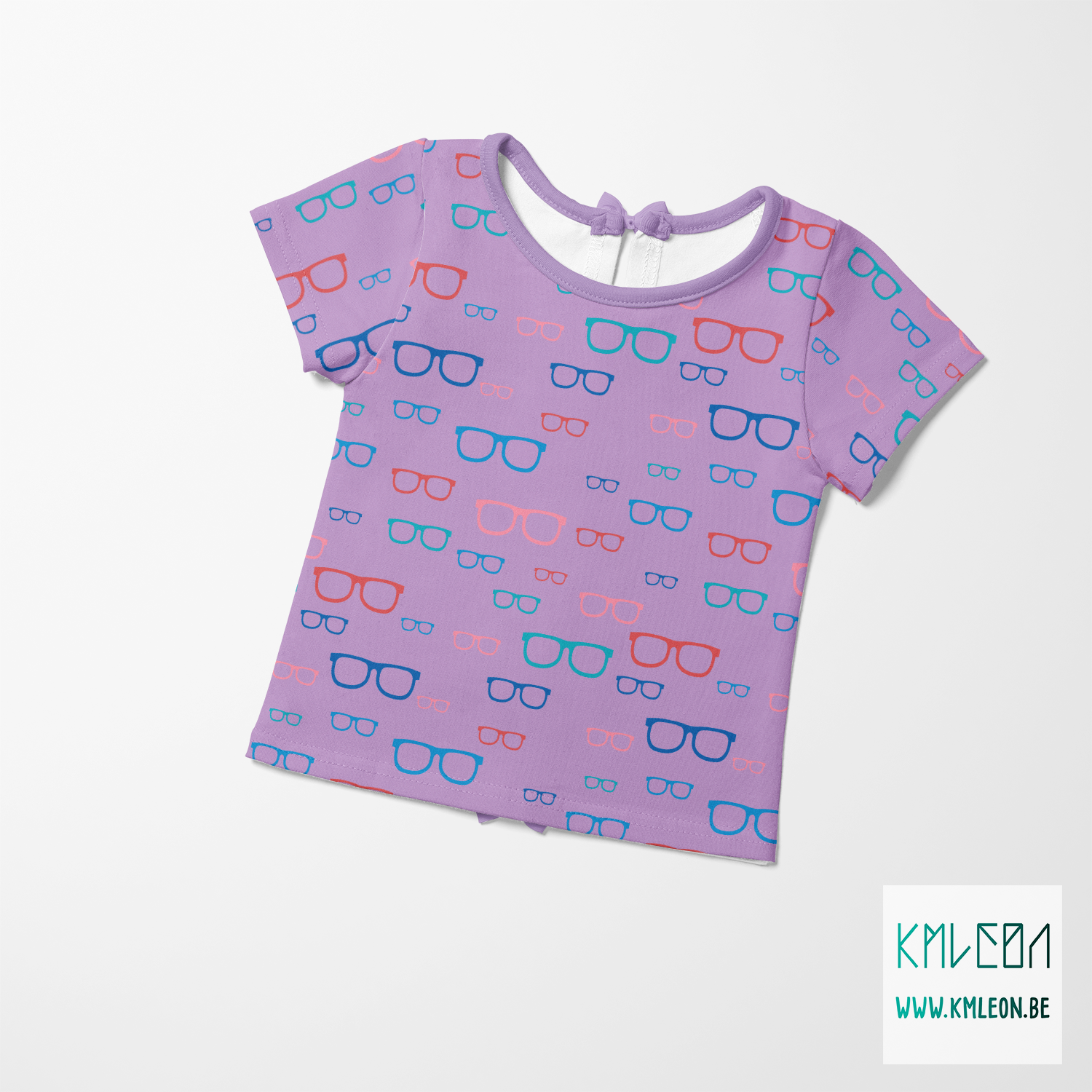 Blue, teal, pink and red glasses fabric