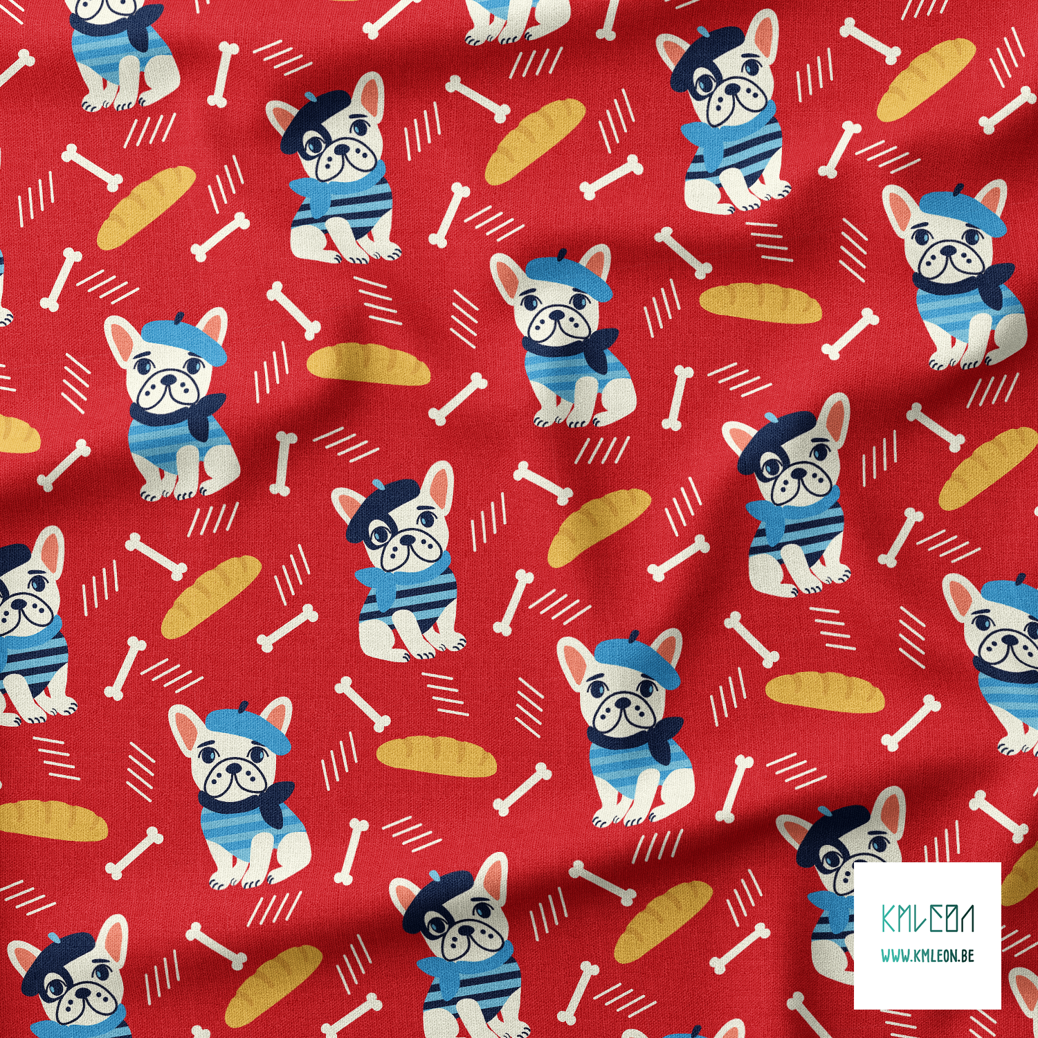 French bulldogs fabric