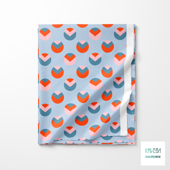 Orange, pink and blue circles and triangles fabric