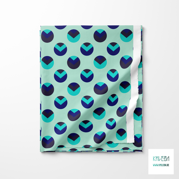 Blue, navy and teal circles and triangles fabric