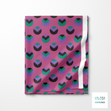 Purple, black and green circles and triangles fabric