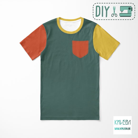 Colourblock and pocket cut and sew t-shirt