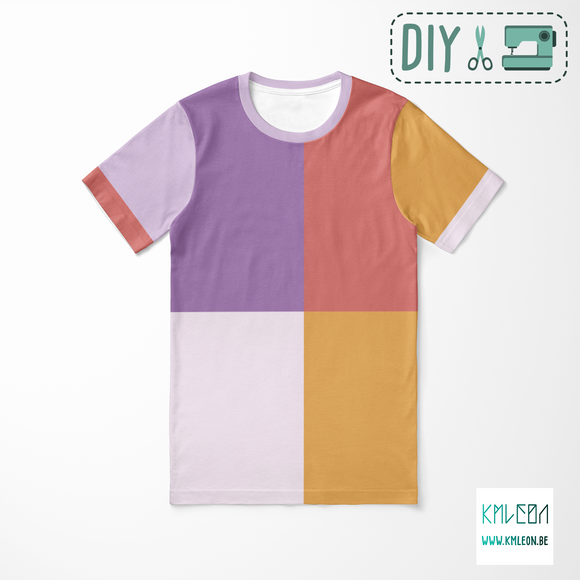Colourblock knip en stik t-shirt ©