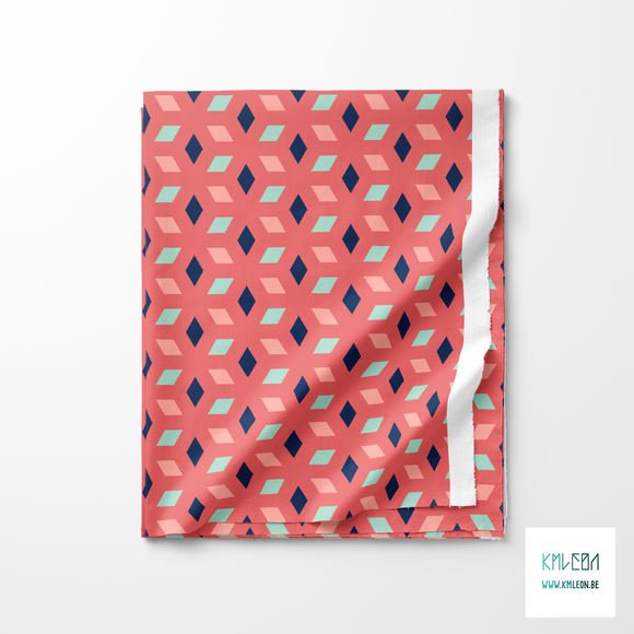 Diamonds in mint green, navy and pink fabric