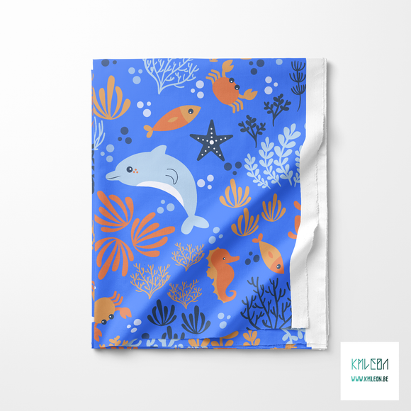 Dolphins and ocean animals fabric