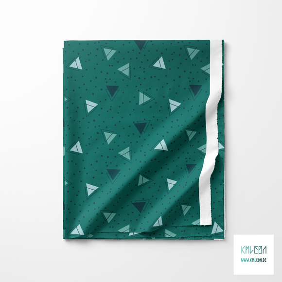 Green triangles and green dots fabric