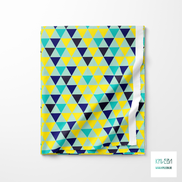 Yellow, navy and teal triangles fabric