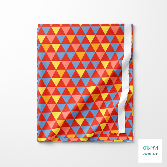 Yellow, blue, orange and pink triangles fabric