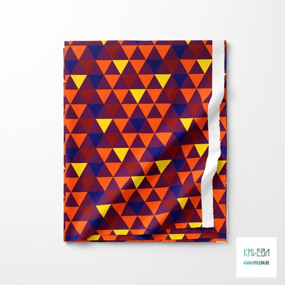 Blue, red, yellow and orange triangles fabric