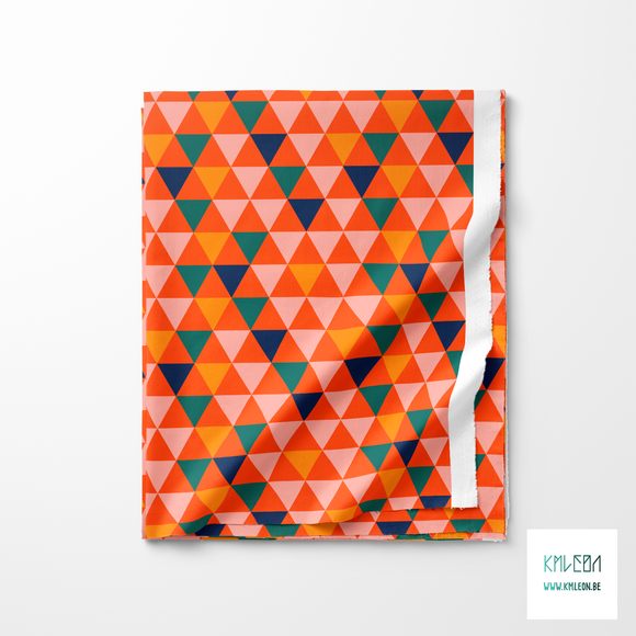 Navy, green, pink and orange triangles fabric