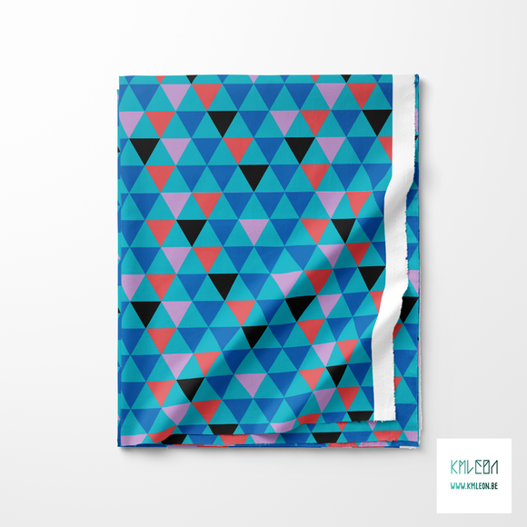Red, blue, black and purple triangles fabric