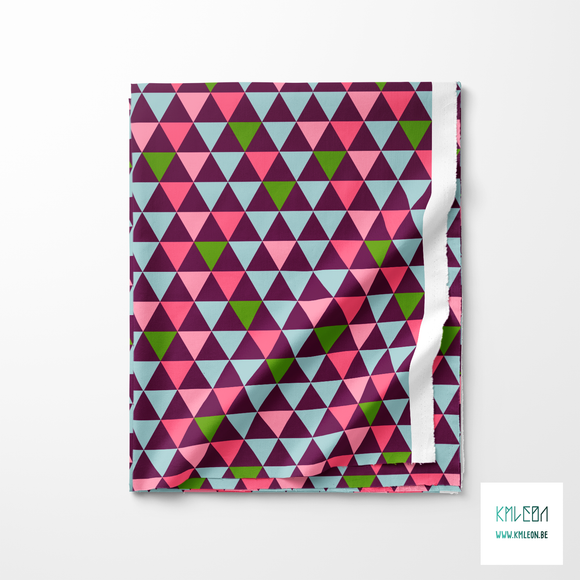 Light blue, pink and green triangles fabric