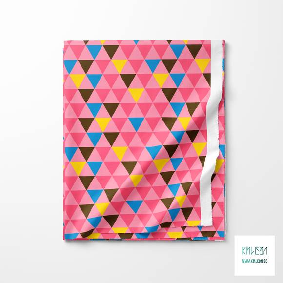 Yellow, pink, blue and brown triangles fabric