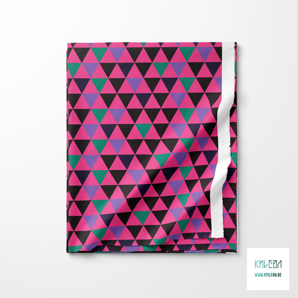 Purple, green and black triangles fabric