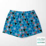 Red, blue, black and purple triangles fabric