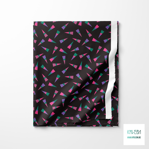 Green, purple and pink triangles fabric