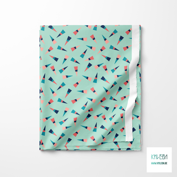 Navy, teal and pink triangles fabric