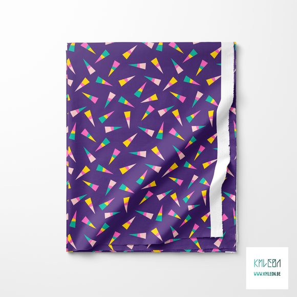 Pink, green and yellow triangles fabric