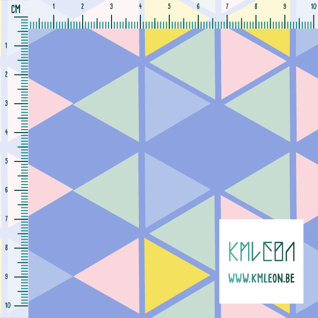 Yellow, pink, mint green and periwinkle triangles fabric