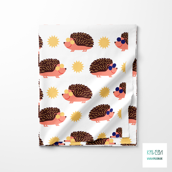 Hedgehogs and suns fabric
