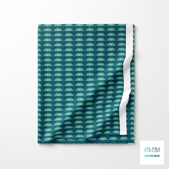 Striped triangles in green and blue fabric
