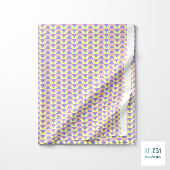 Striped triangles in pink, purple, yellow and orange fabric