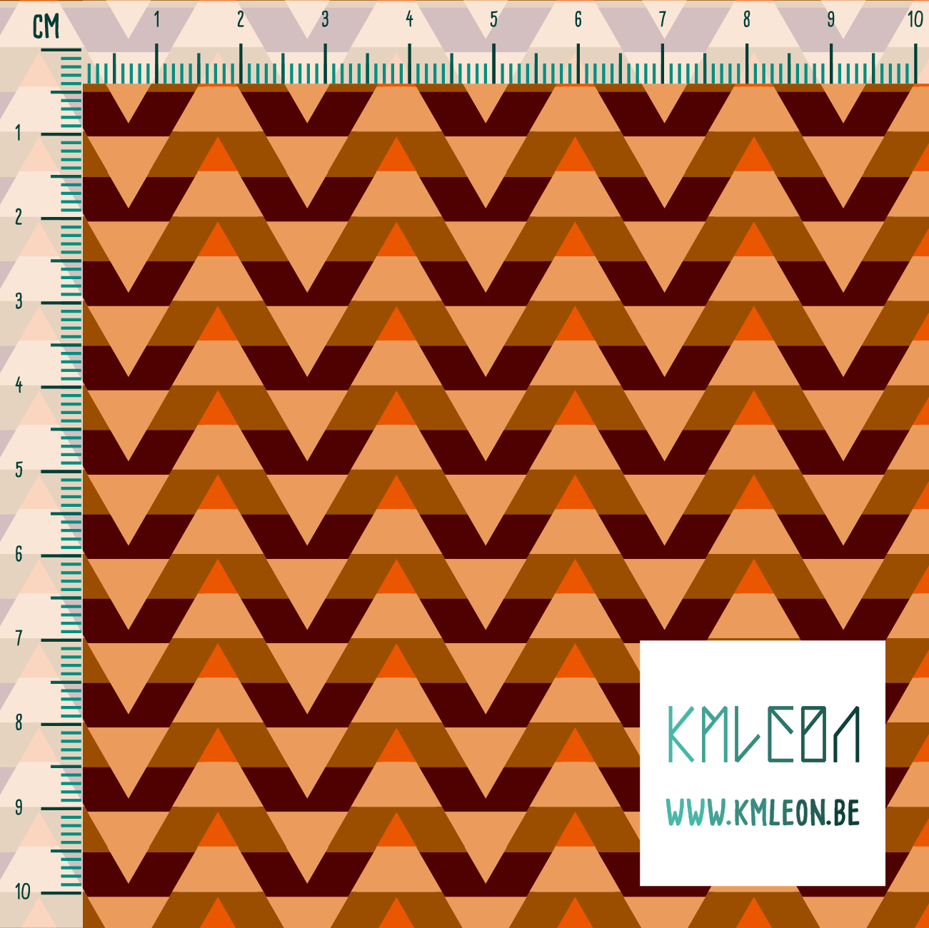 Striped triangles in beige, brown and orange fabric