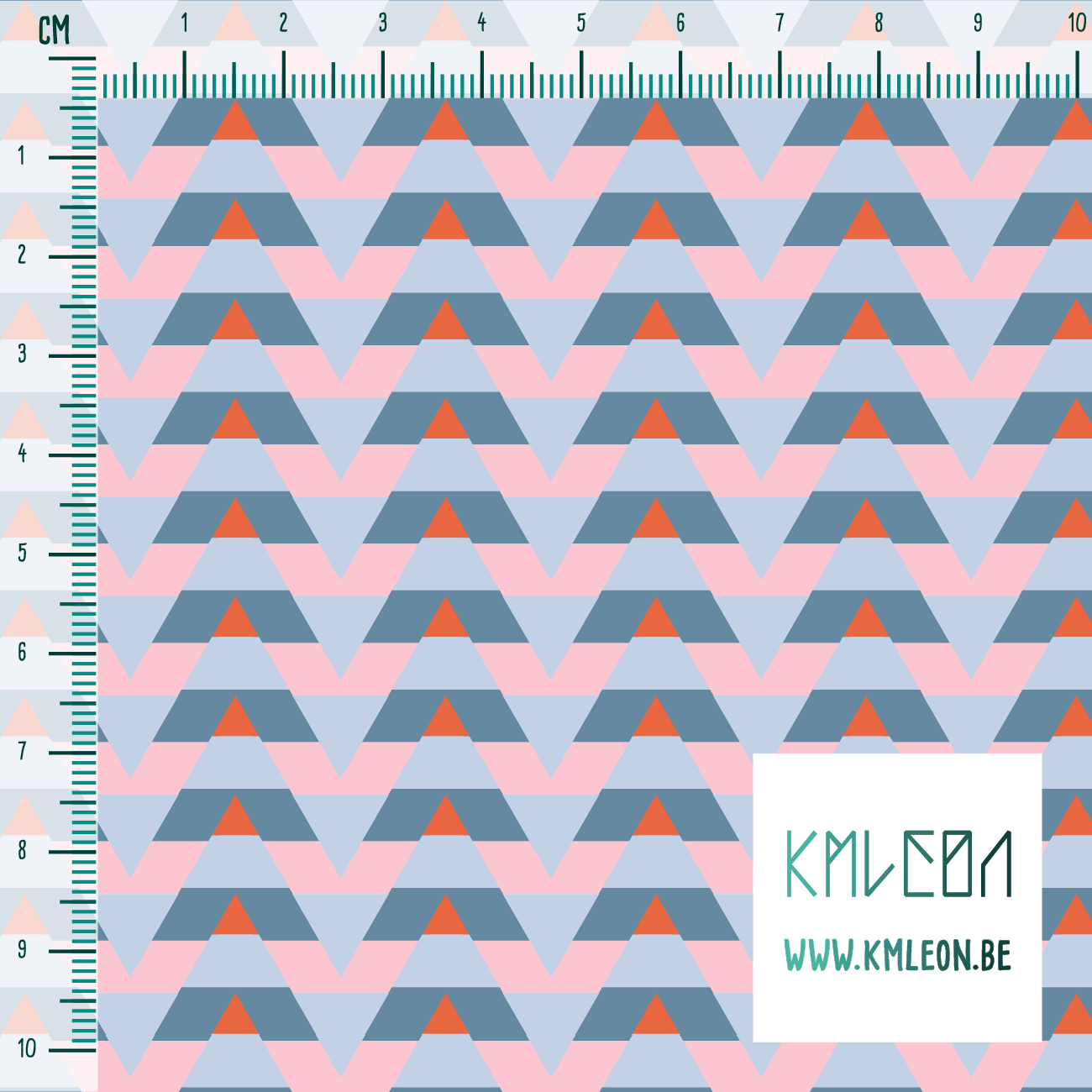 Striped triangles in orange, pink and blue fabric