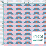 Striped triangles in orange, pink and blue fabric