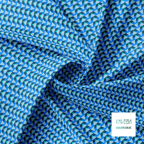 Striped triangles in blue and teal fabric