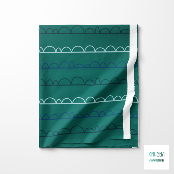 Green and blue irregular arches fabric