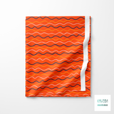 Irregular orange, pink and navy waves fabric