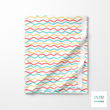 Irregular yellow, teal and red waves fabric