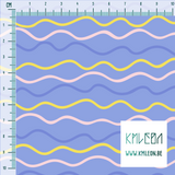 Irregular yellow, pink and periwinkle waves fabric