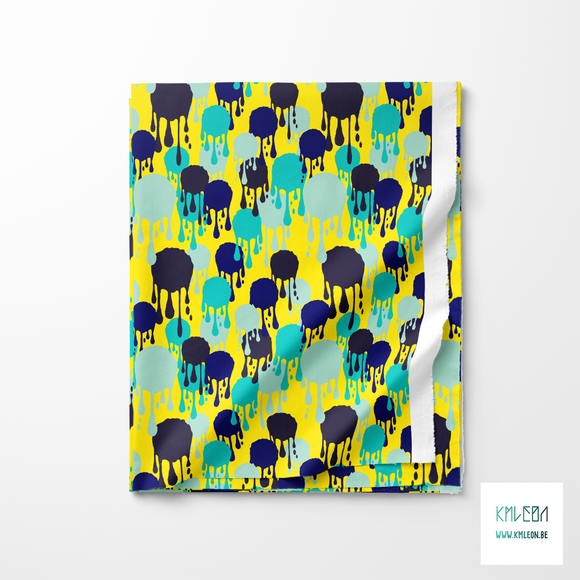 Navy, teal and blue graffiti fabric