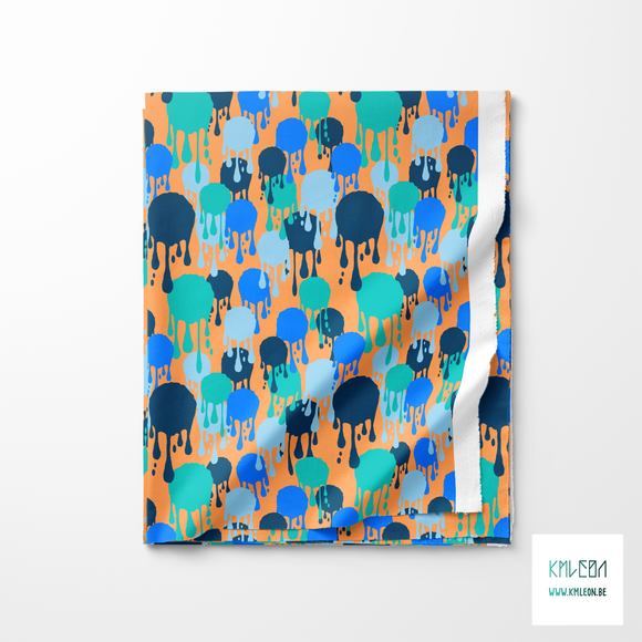 Blue, teal and navy graffiti fabric
