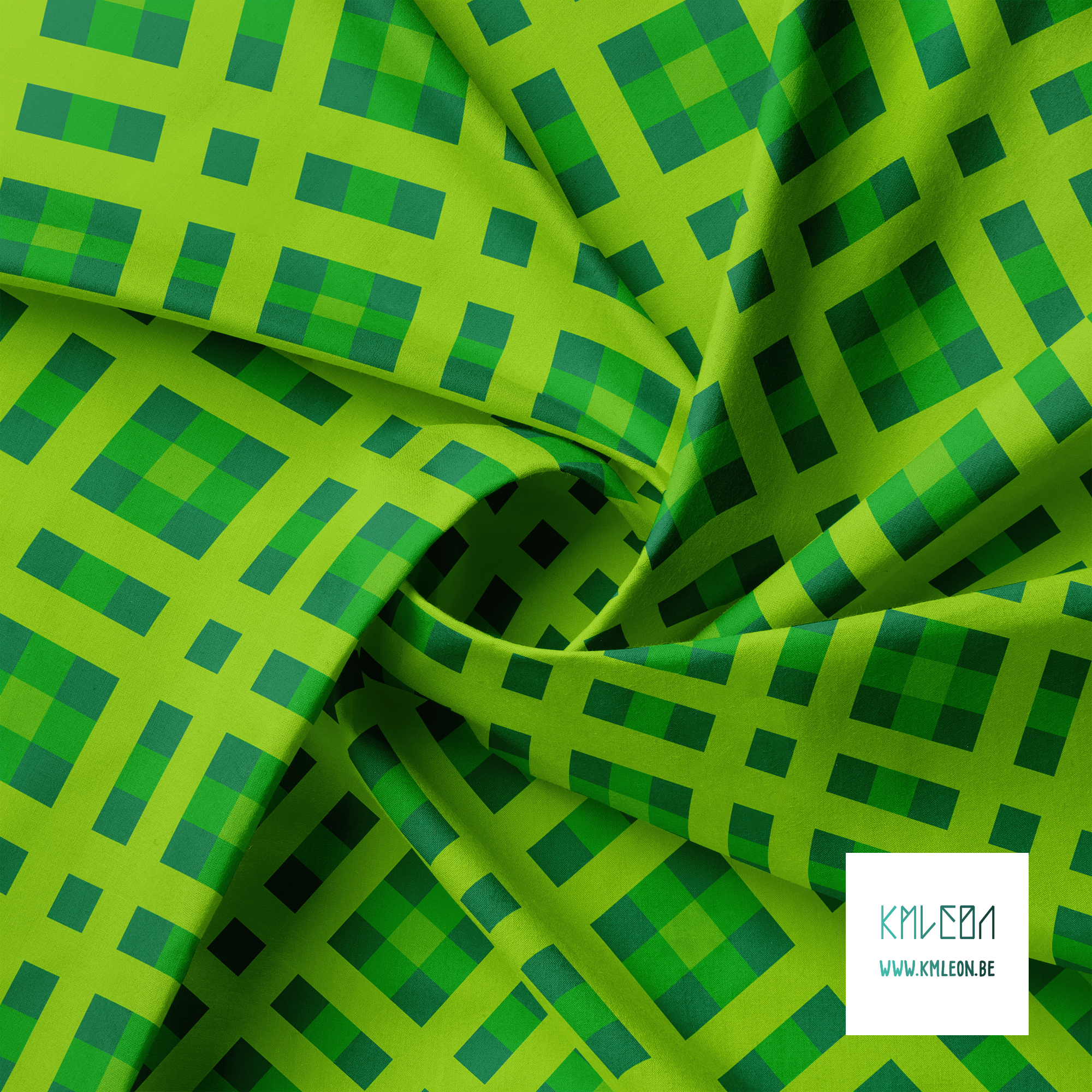 Green gingham fabric