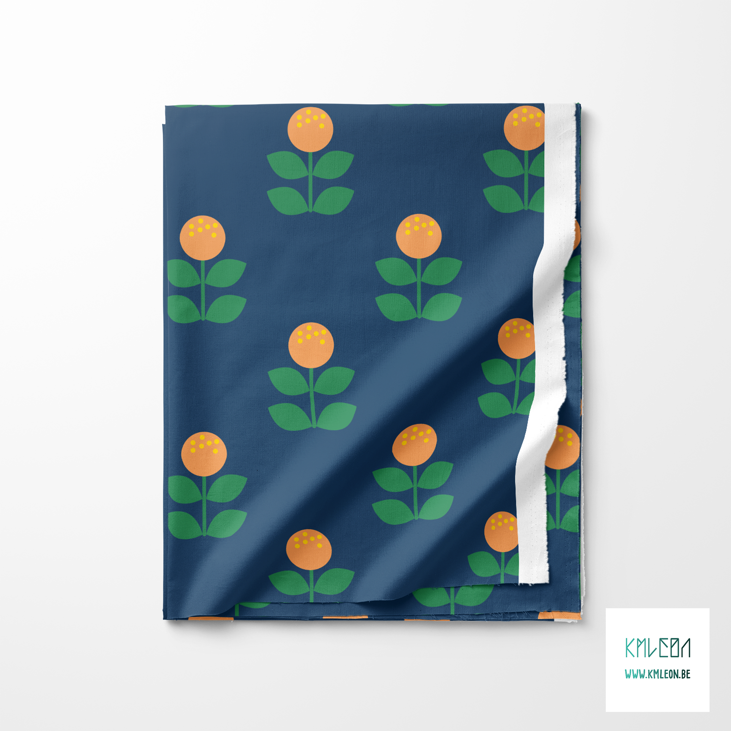 Large orange and green flowers fabric