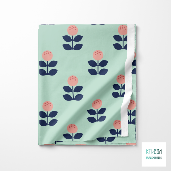 Pink and navy flowers fabric