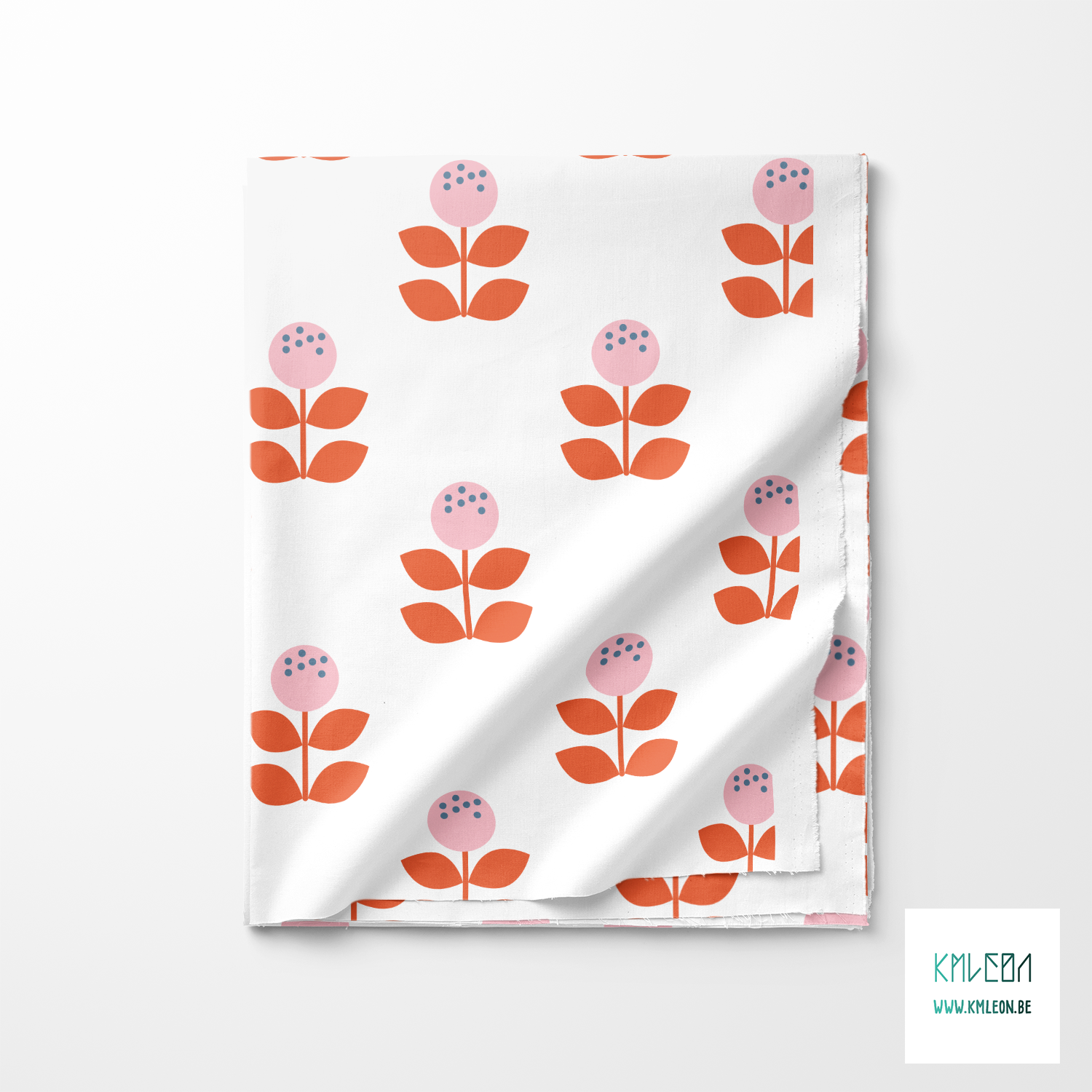 Large pink and orange flowers fabric