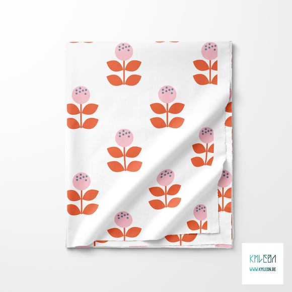 Large pink and orange flowers fabric